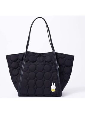 Miffy Black Quilted Puffer Tote Bag Kawaii Minimalist Cute Shoulder Bag